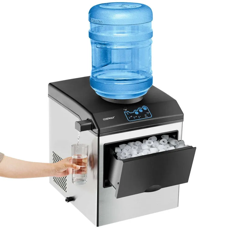 2-in-1 Stainless Steel Countertop Ice Maker with Water Dispenser