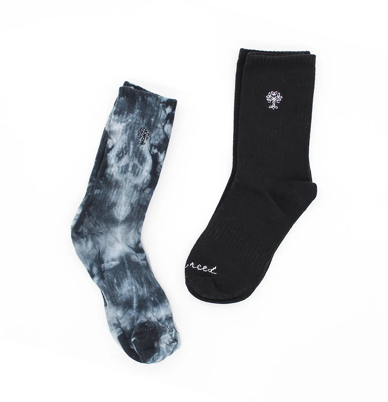 2PK Crew Socks, Tie Dye   Solid