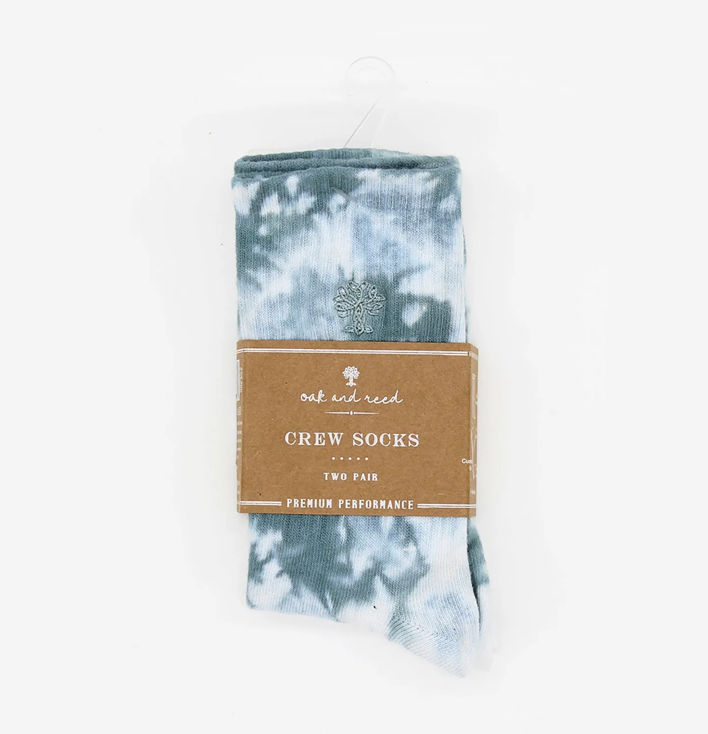 2PK Crew Socks, Tie Dye   Solid