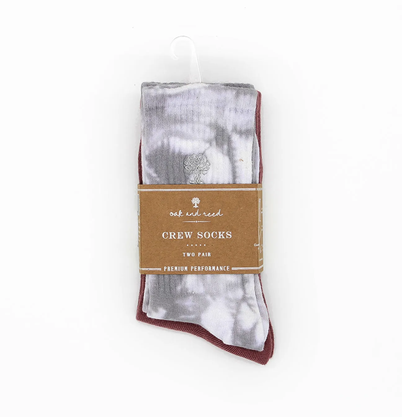 2PK Crew Socks, Tie Dye   Solid