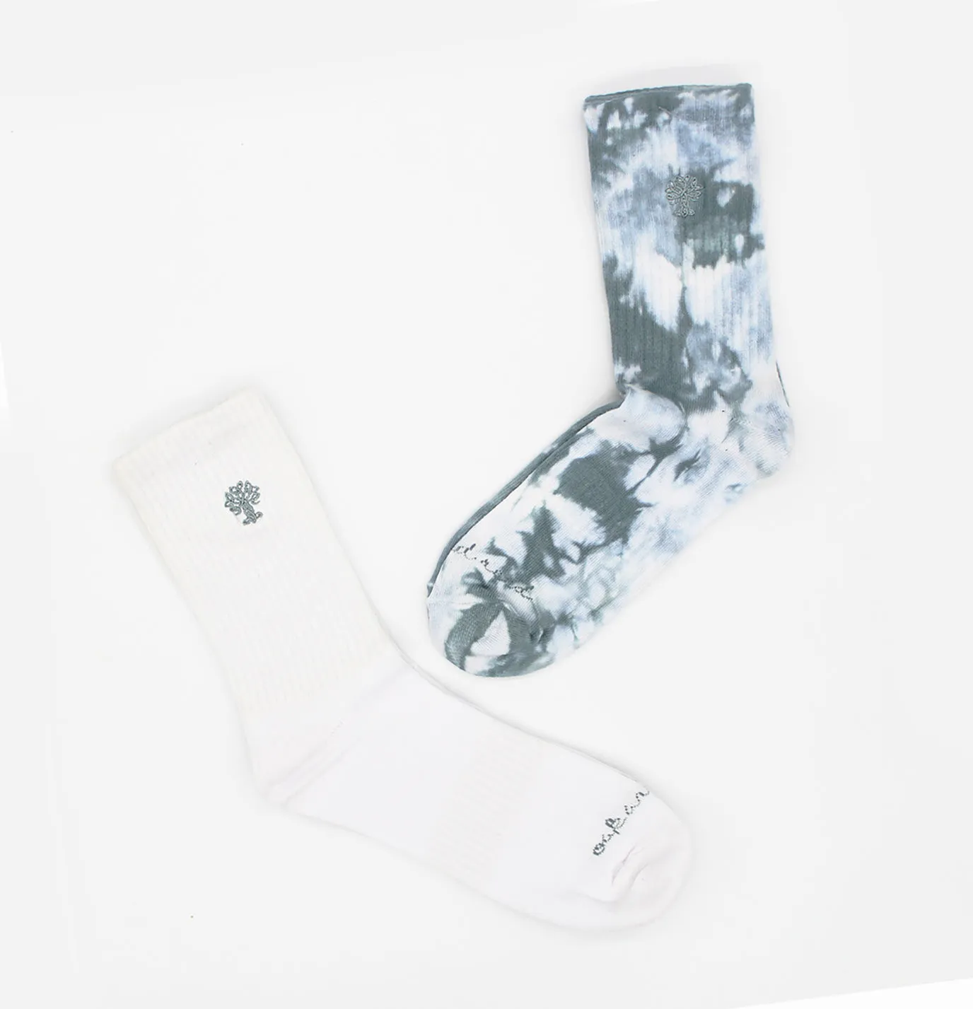 2PK Crew Socks, Tie Dye   Solid