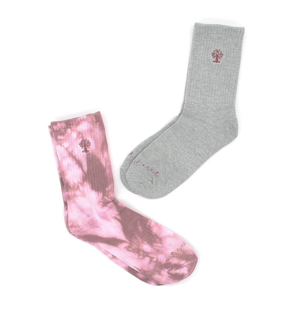 2PK Crew Socks, Tie Dye   Solid