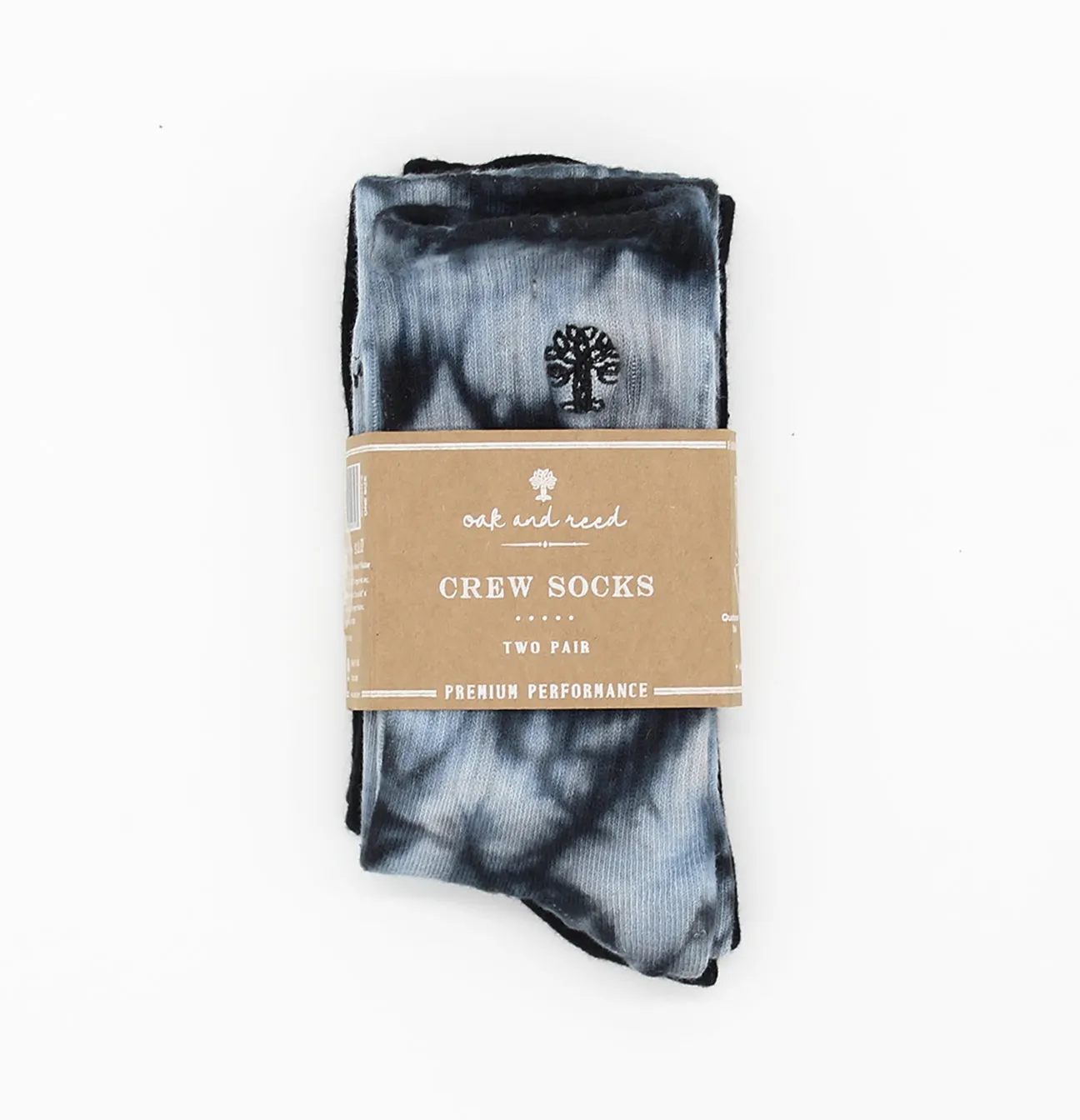 2PK Crew Socks, Tie Dye   Solid