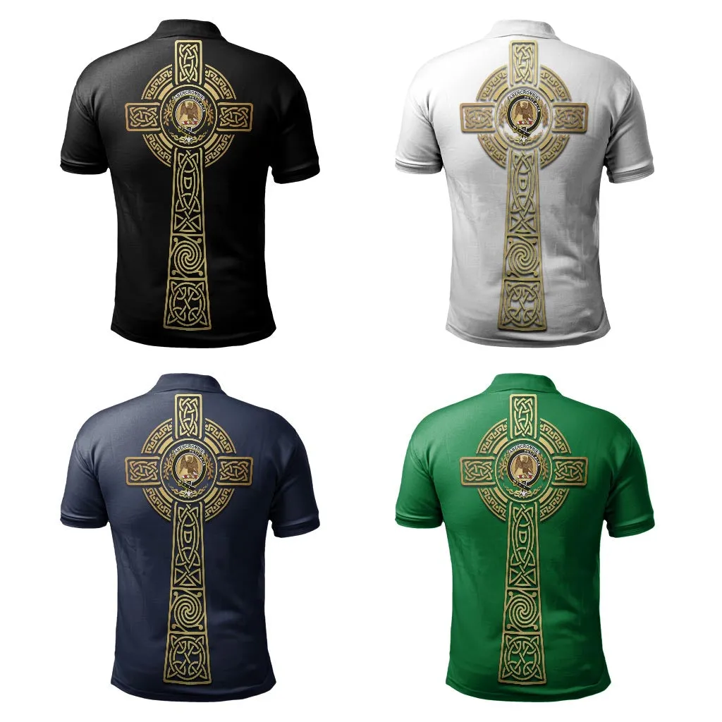 Abercrombie Clan Polo Shirt with Golden Celtic Tree Of Life