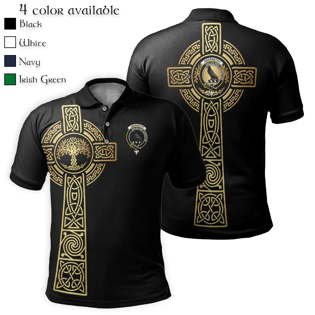 Abernethy Clan Polo Shirt with Golden Celtic Tree Of Life