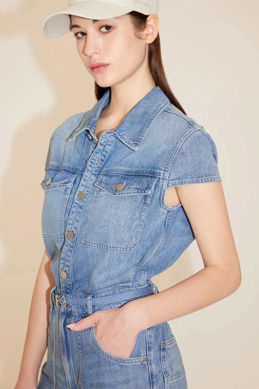 Acetate Denim Jumpsuit