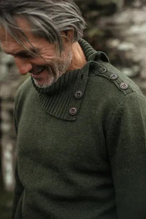 &SONS Ahab Submariner Rollneck Jumper Moss Green