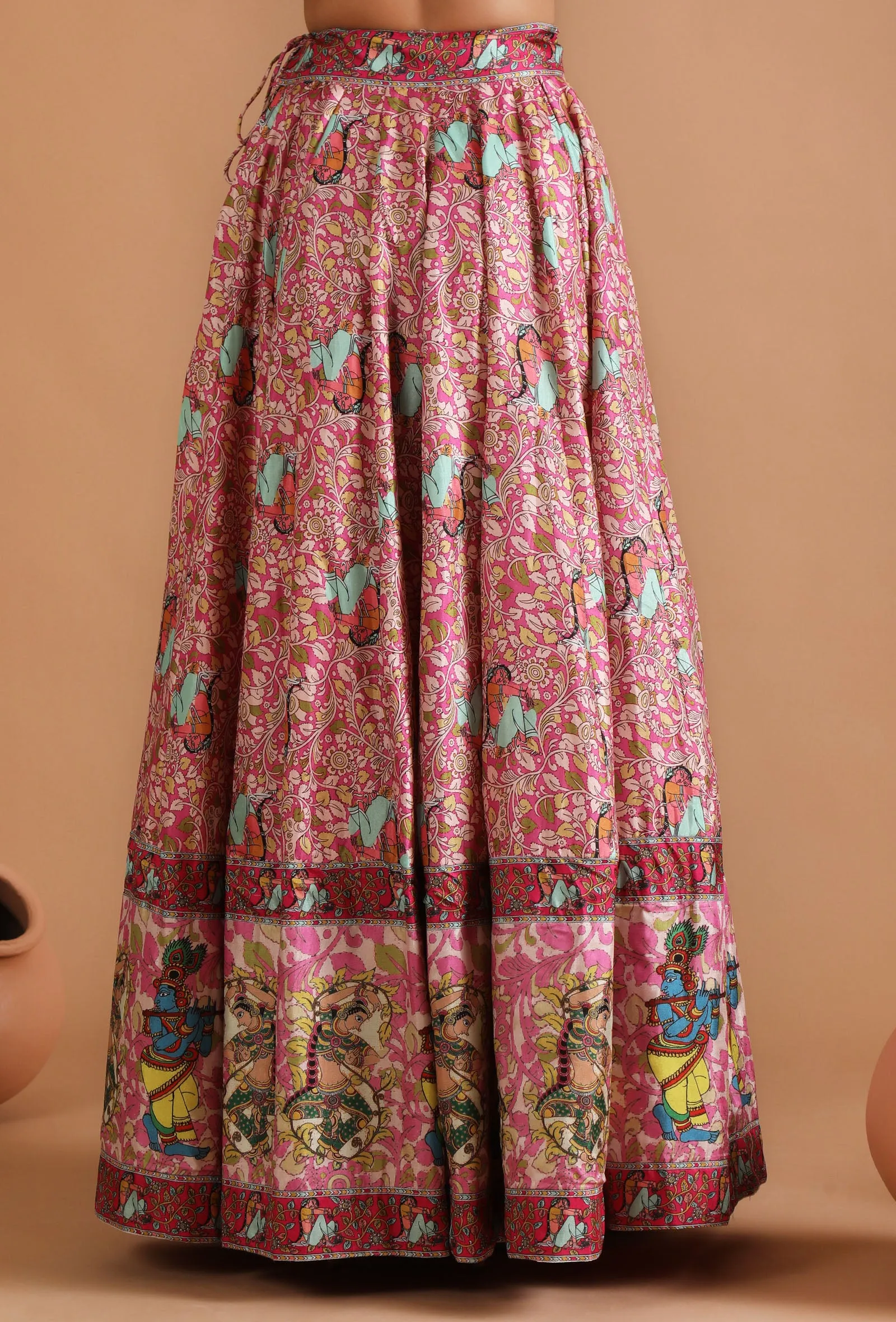 Anika Allover Kalamkari Kalidar Skirt