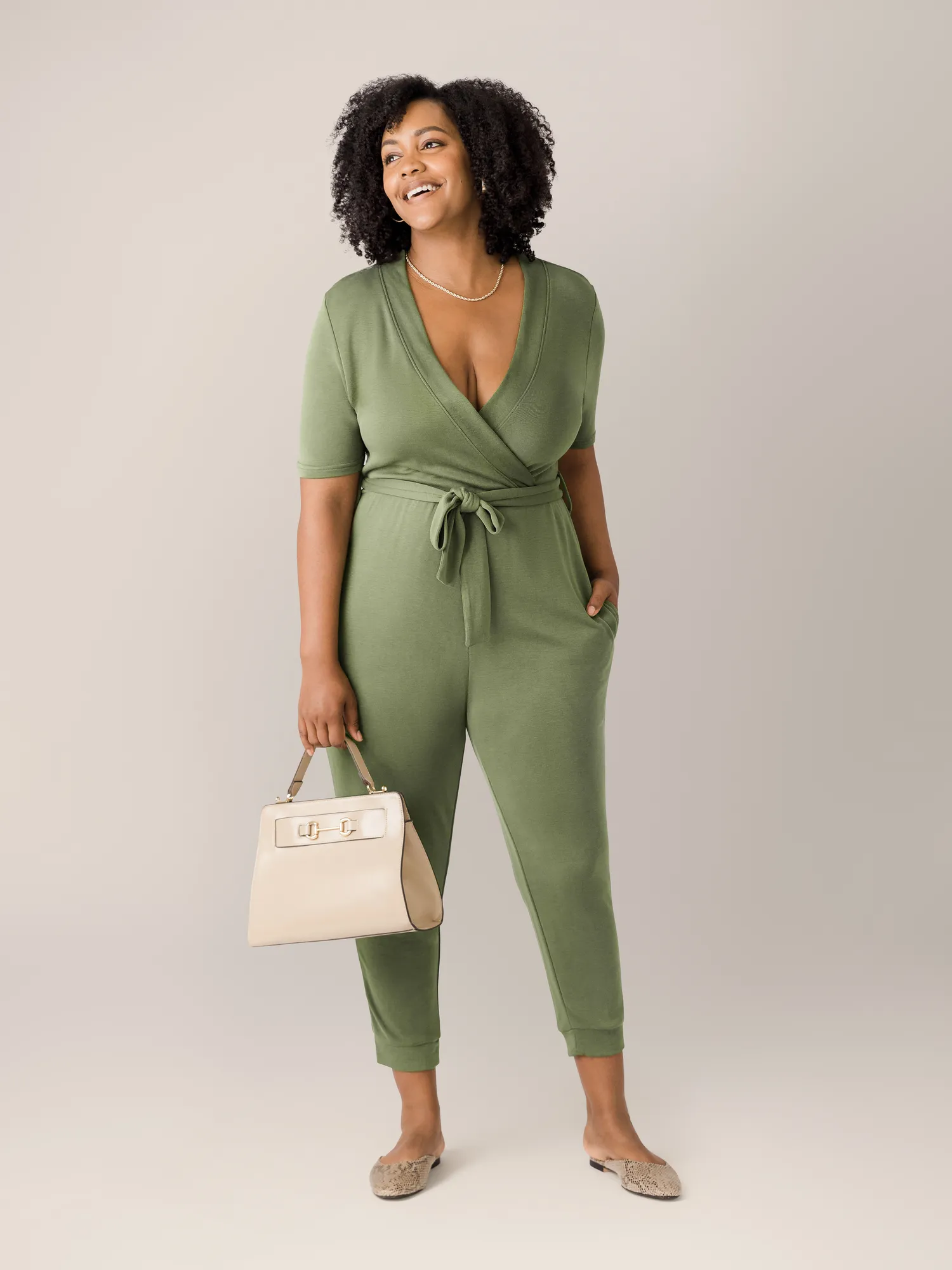 Around the Clock Nursing Jumpsuit | Olive