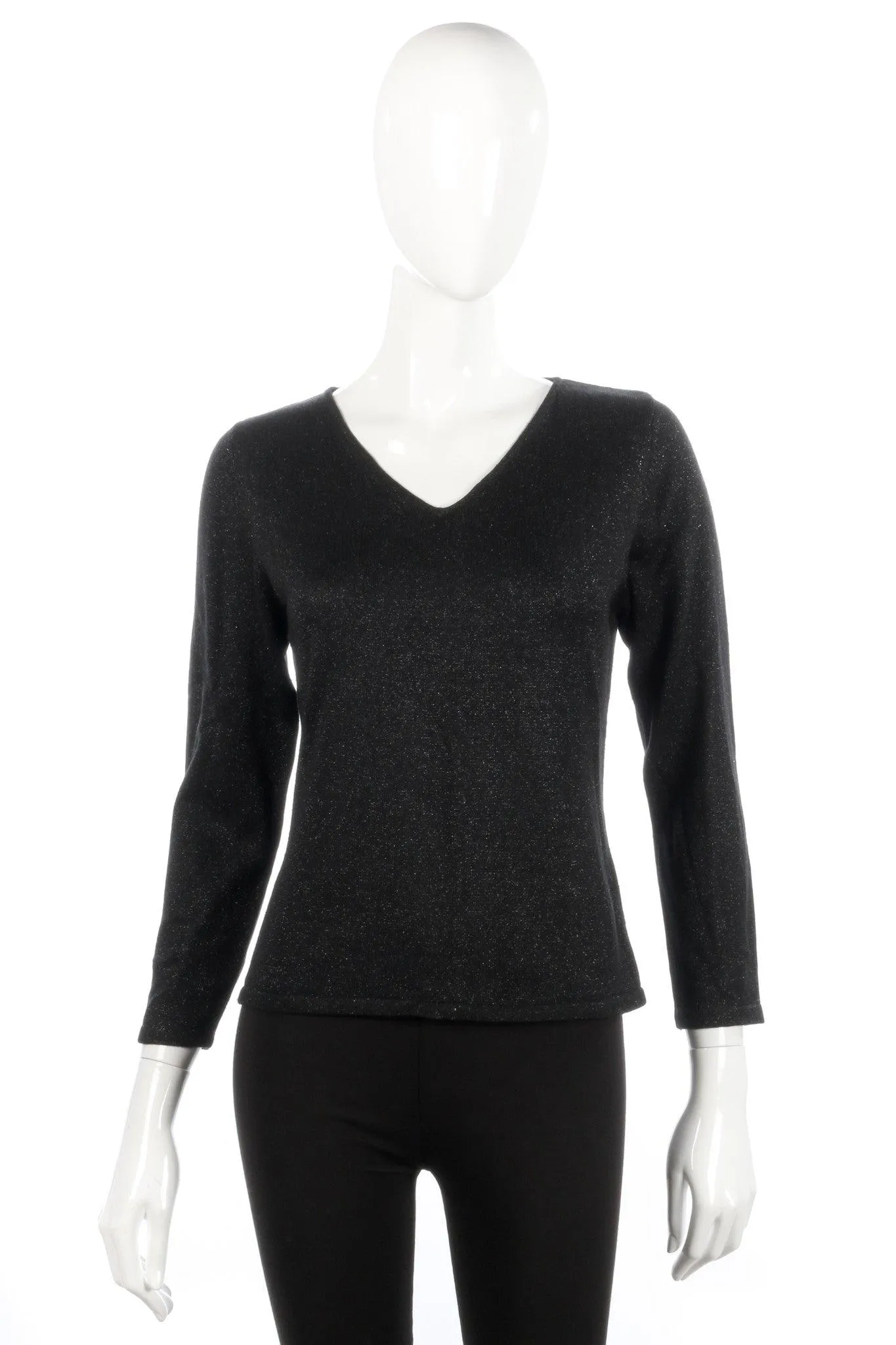 Austin Reed Silk Mix Black Sparkly Lightweight Long Sleeve Jumper Size 12