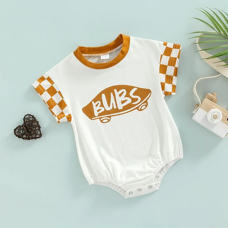 Baby Boys Plaid Bubs Onesie , Color - Auburn