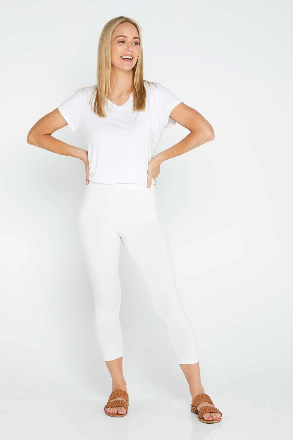 Bamboo 3/4 Leggings - White