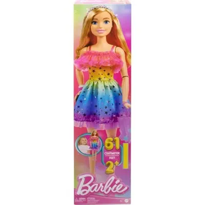 Barbie 28" Large Doll with Blond Hair and Rainbow Dress