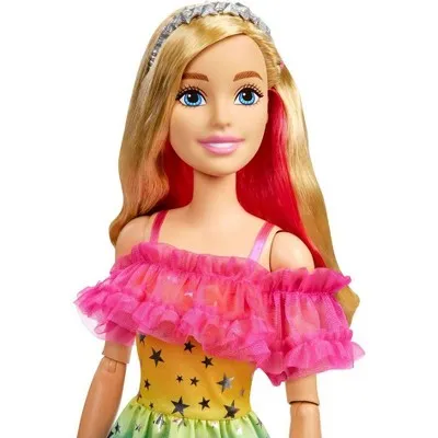 Barbie 28" Large Doll with Blond Hair and Rainbow Dress