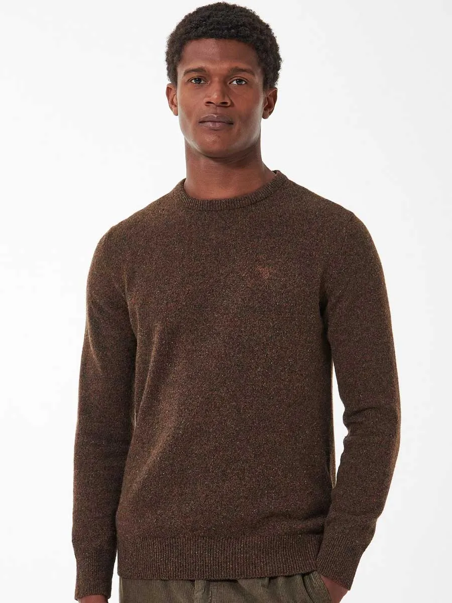 BARBOUR Tisbury Lambswool Crew Neck Pullover - Mens - Dark Sand