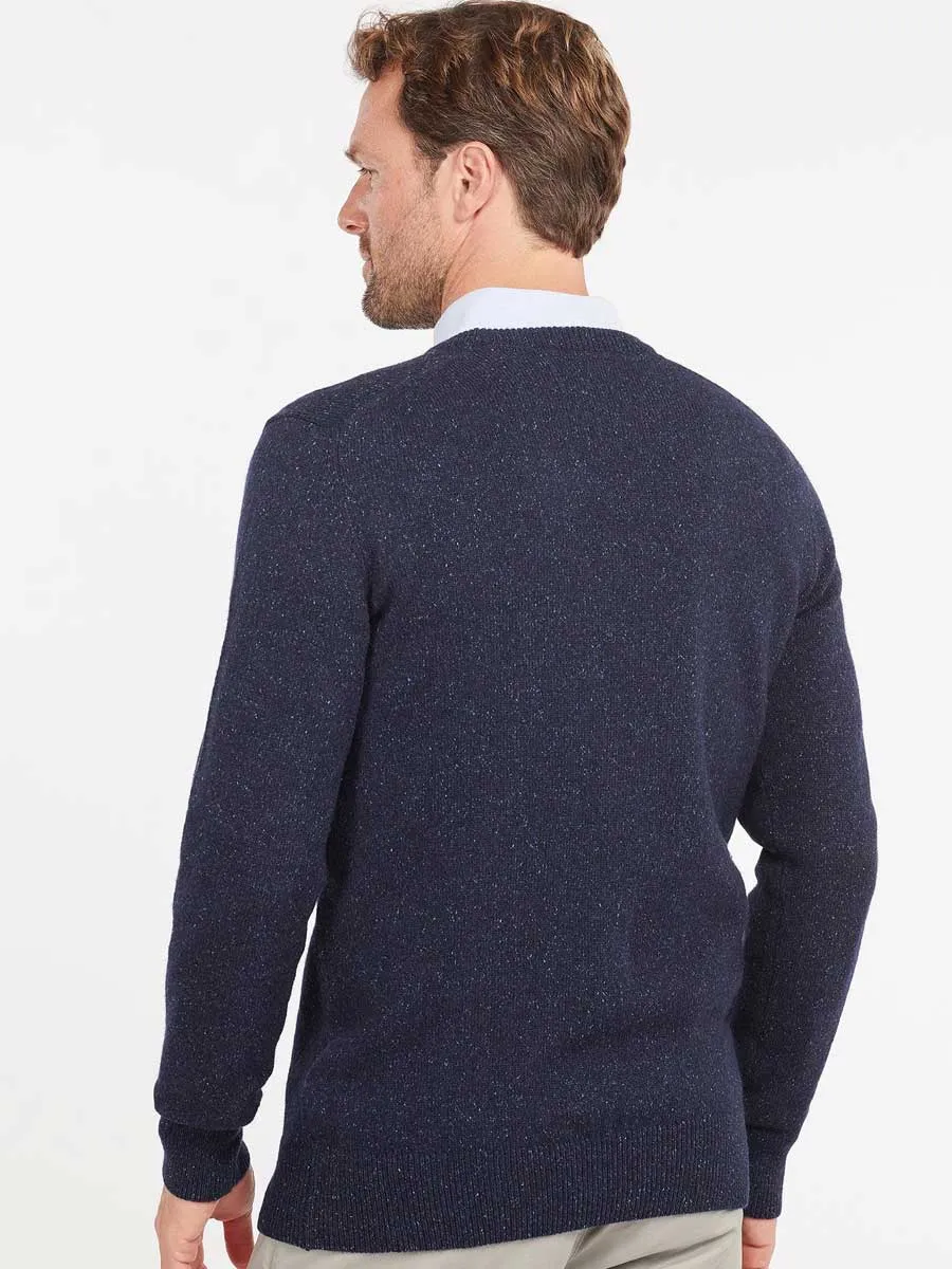 BARBOUR Tisbury Lambswool Crew Neck Pullover - Mens - Navy