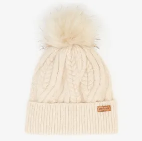 Barbour Women's Elsdon Cable Knit Beanie Hat in Eggshell