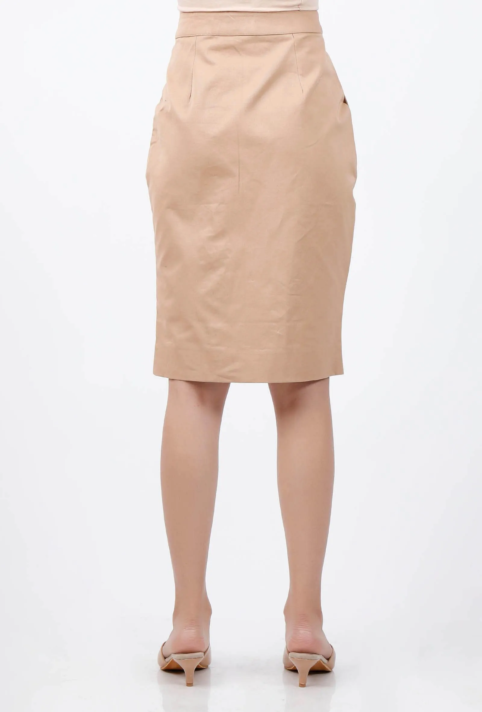 Beige gabardine formal skirt