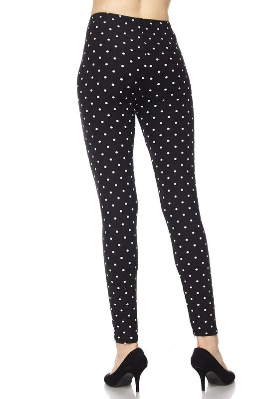 Black & White Polka Dot Leggings - Plus