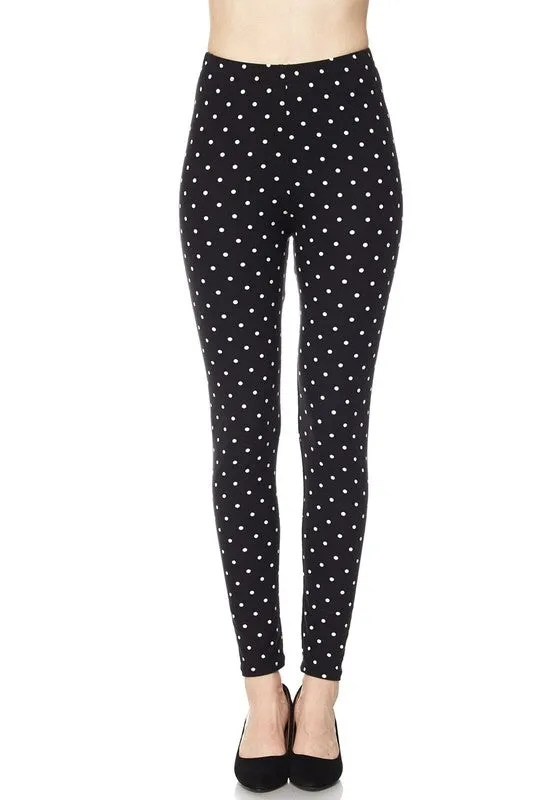 Black & White Polka Dot Leggings - Plus