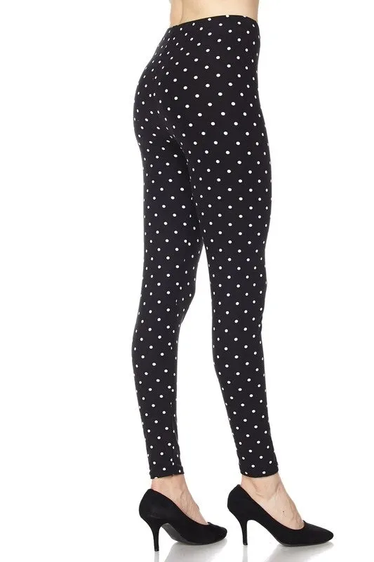 Black & White Polka Dot Leggings - Plus