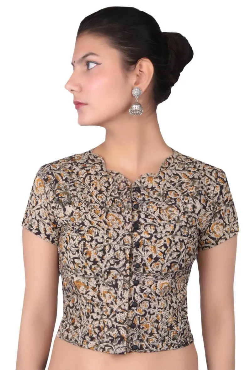 Black Kalamkari Printed Blouse