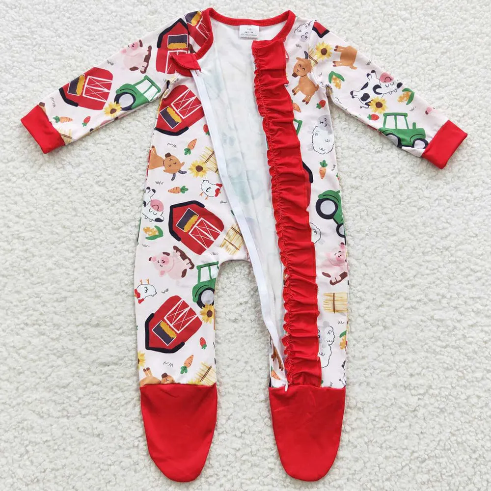 Boutique Baby Kids Romper Zipper Design Kids Footie Jumpsuit Romper LR0378