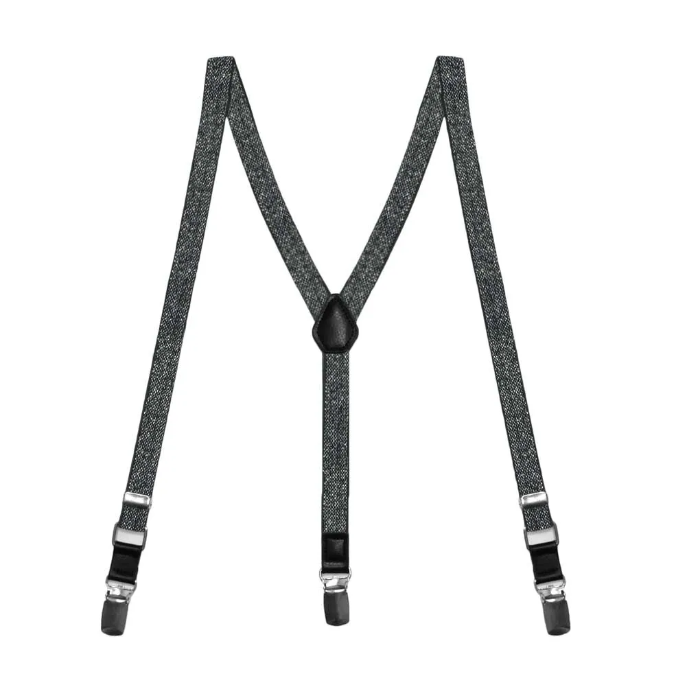 Boys' Black Metallic Skinny Suspenders