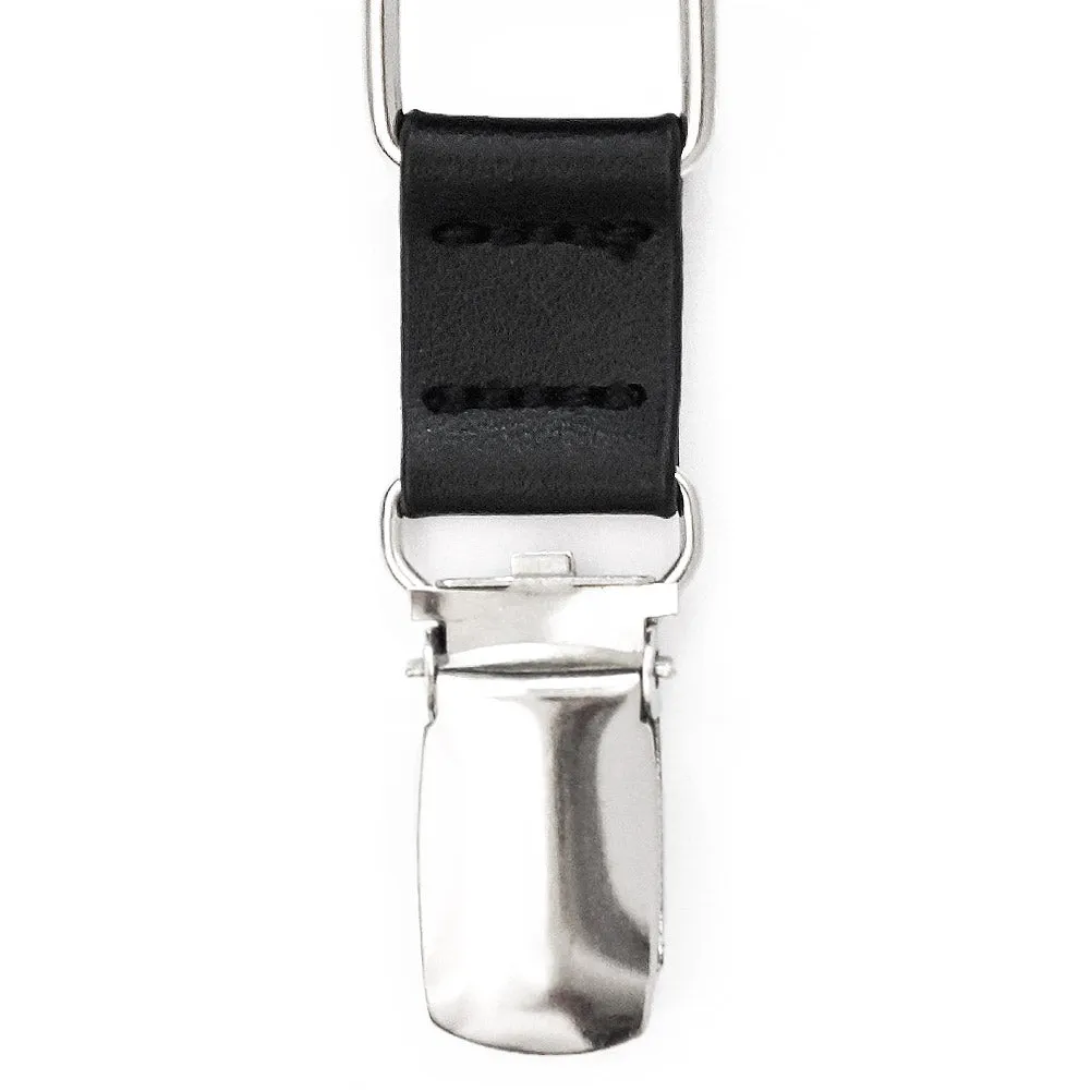 Boys' Black Metallic Skinny Suspenders