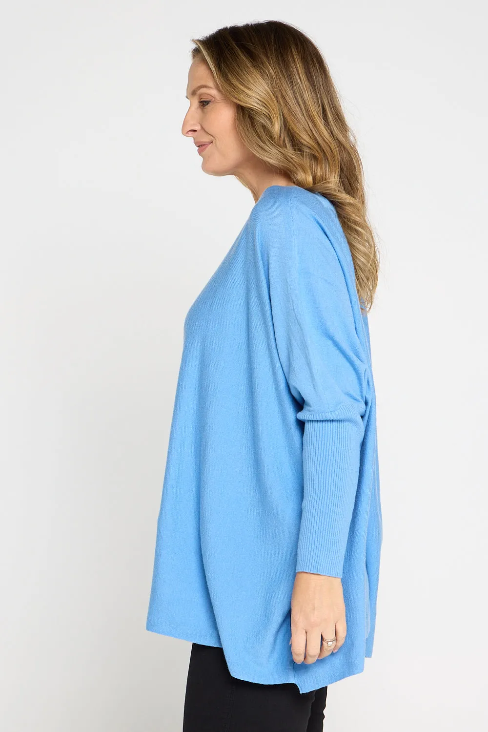 Button Back Knit Jumper - Blue