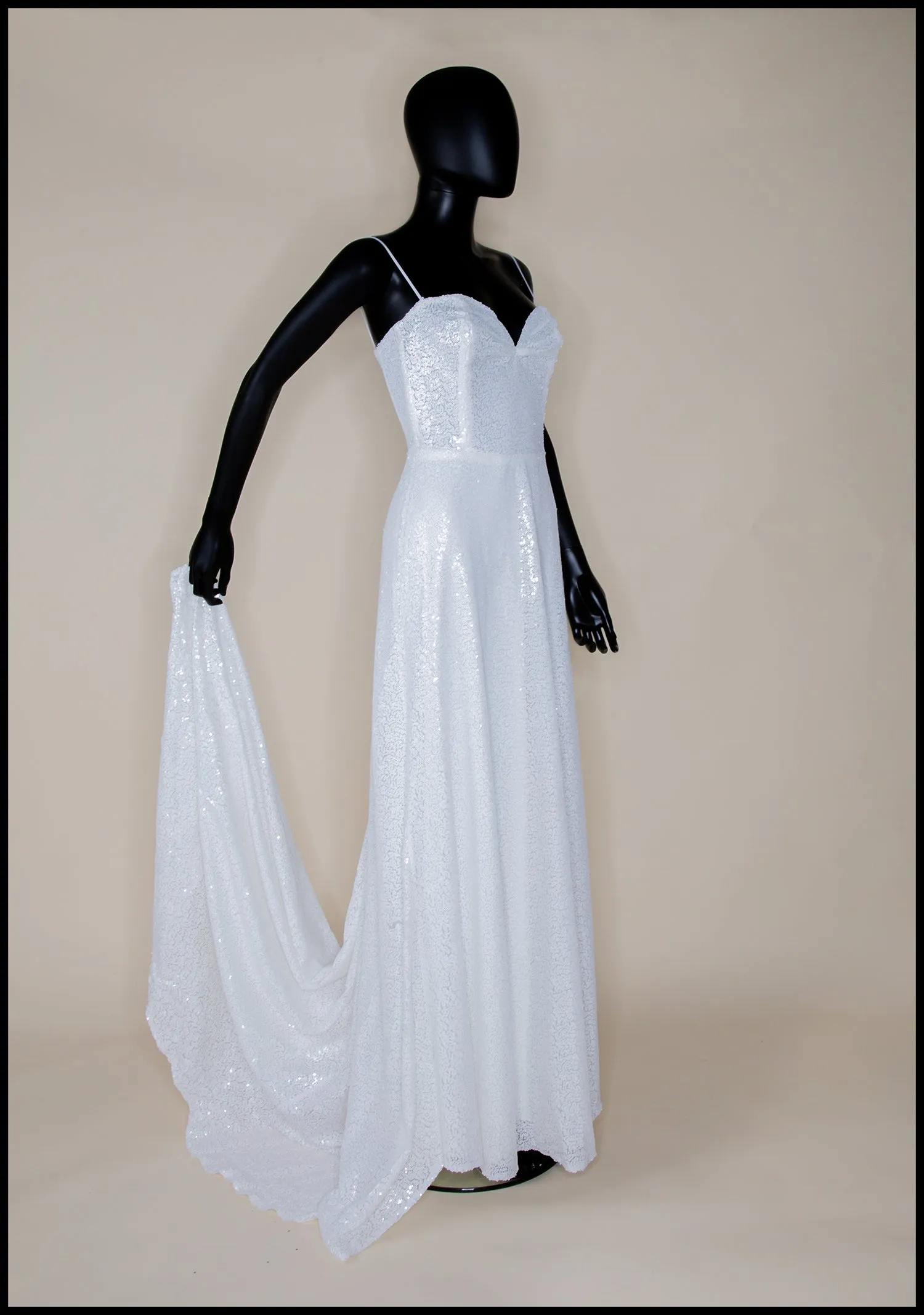 Cala - White Sequin Gown - S