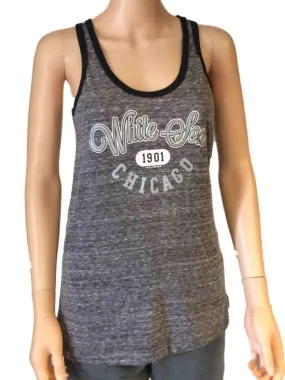 Chicago White Sox SAAG Women Gray Racerback Sleeveless Shadow Tank Top