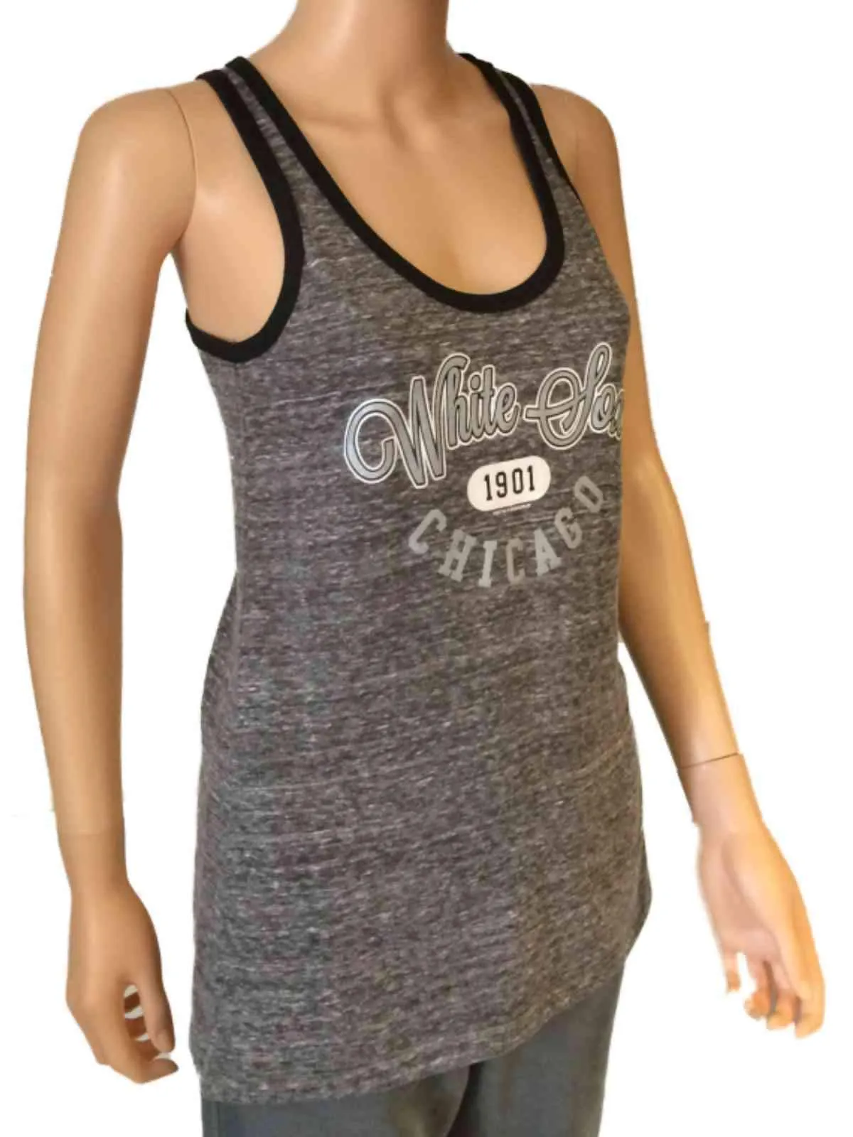 Chicago White Sox SAAG Women Gray Racerback Sleeveless Shadow Tank Top