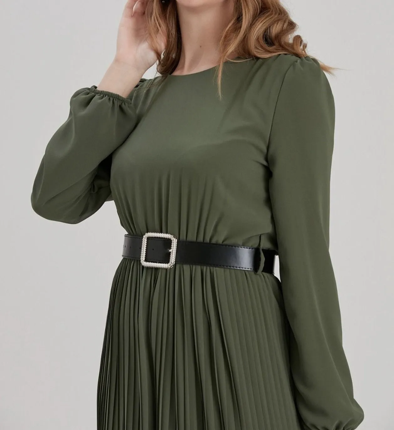 Chiffon Pleated Jumpsuit - Army