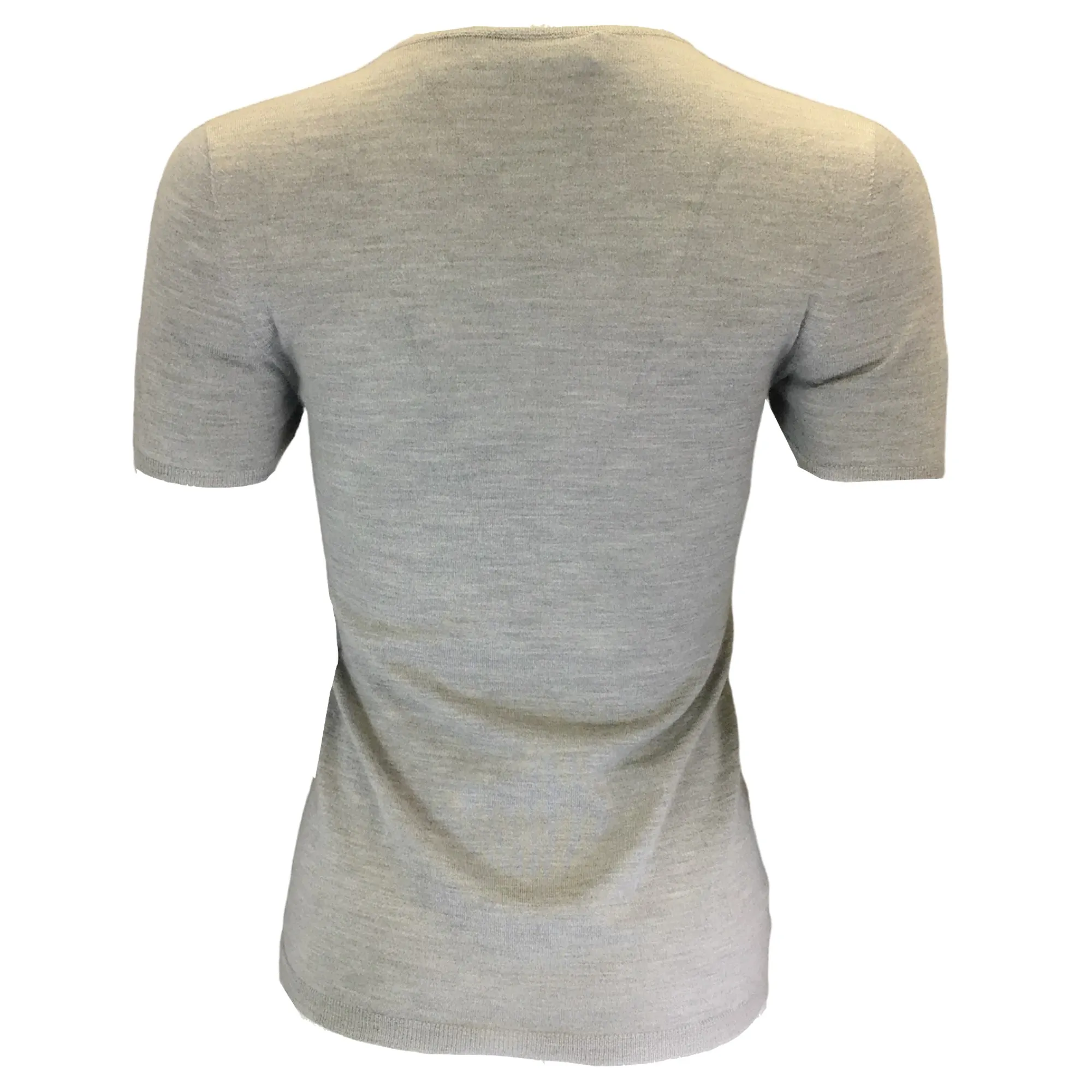 Christian Dior Light Grey Short Sleeved Cashmere and Silk Knit Sweater