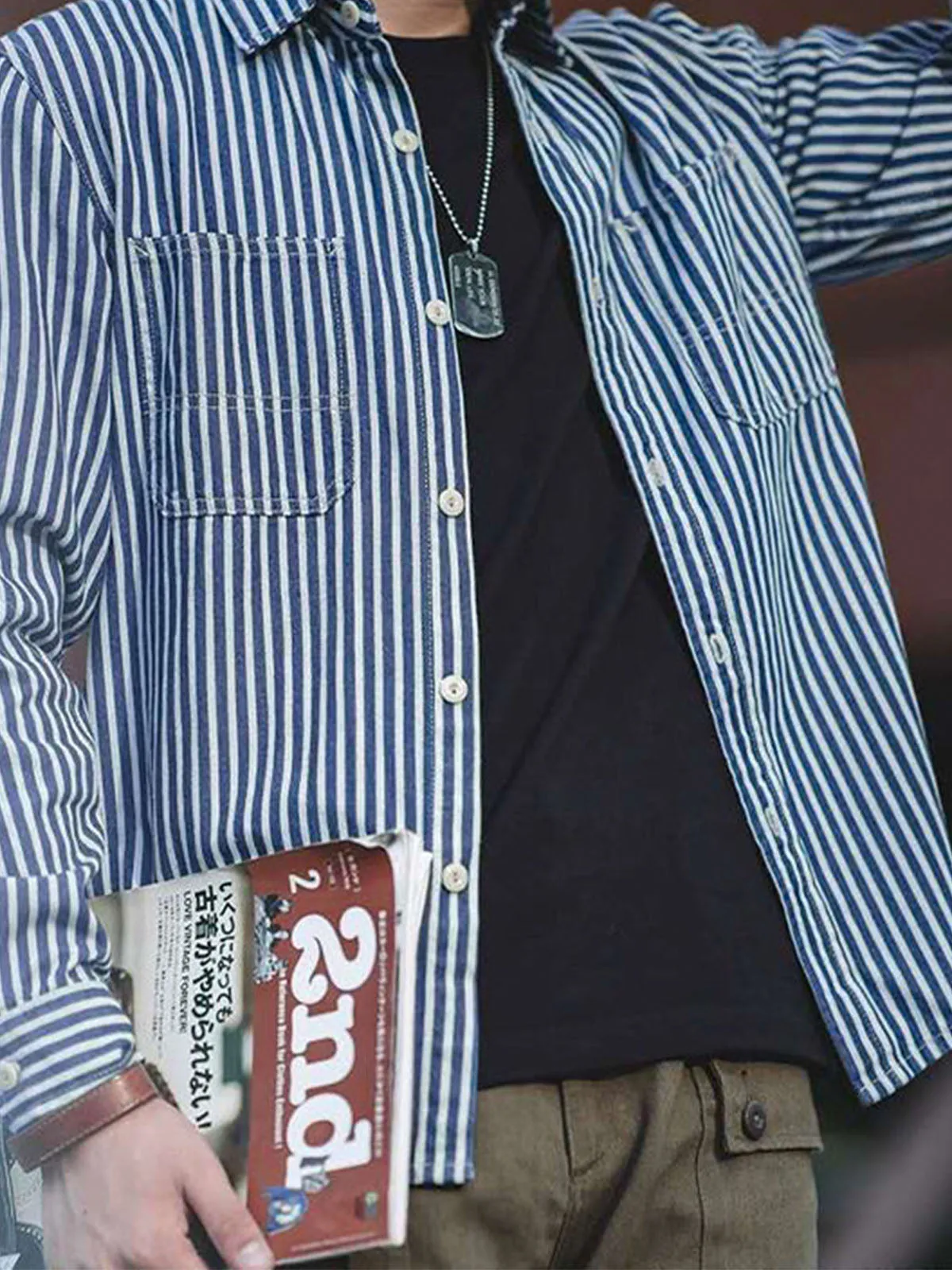 Classic Casual Stripe Cargo Shirt