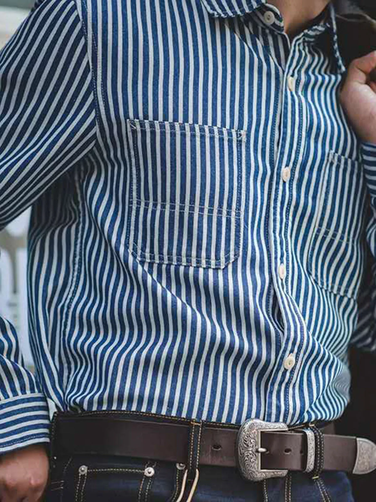 Classic Casual Stripe Cargo Shirt