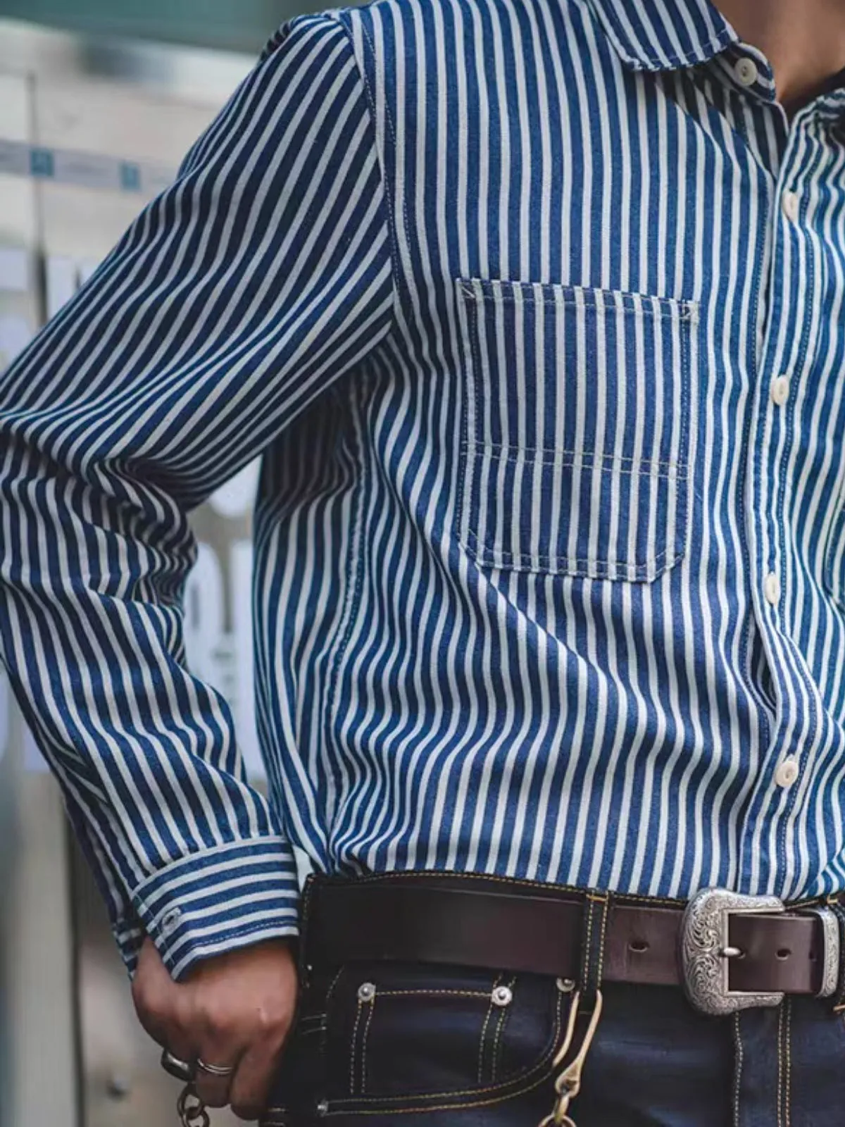 Classic Casual Stripe Cargo Shirt