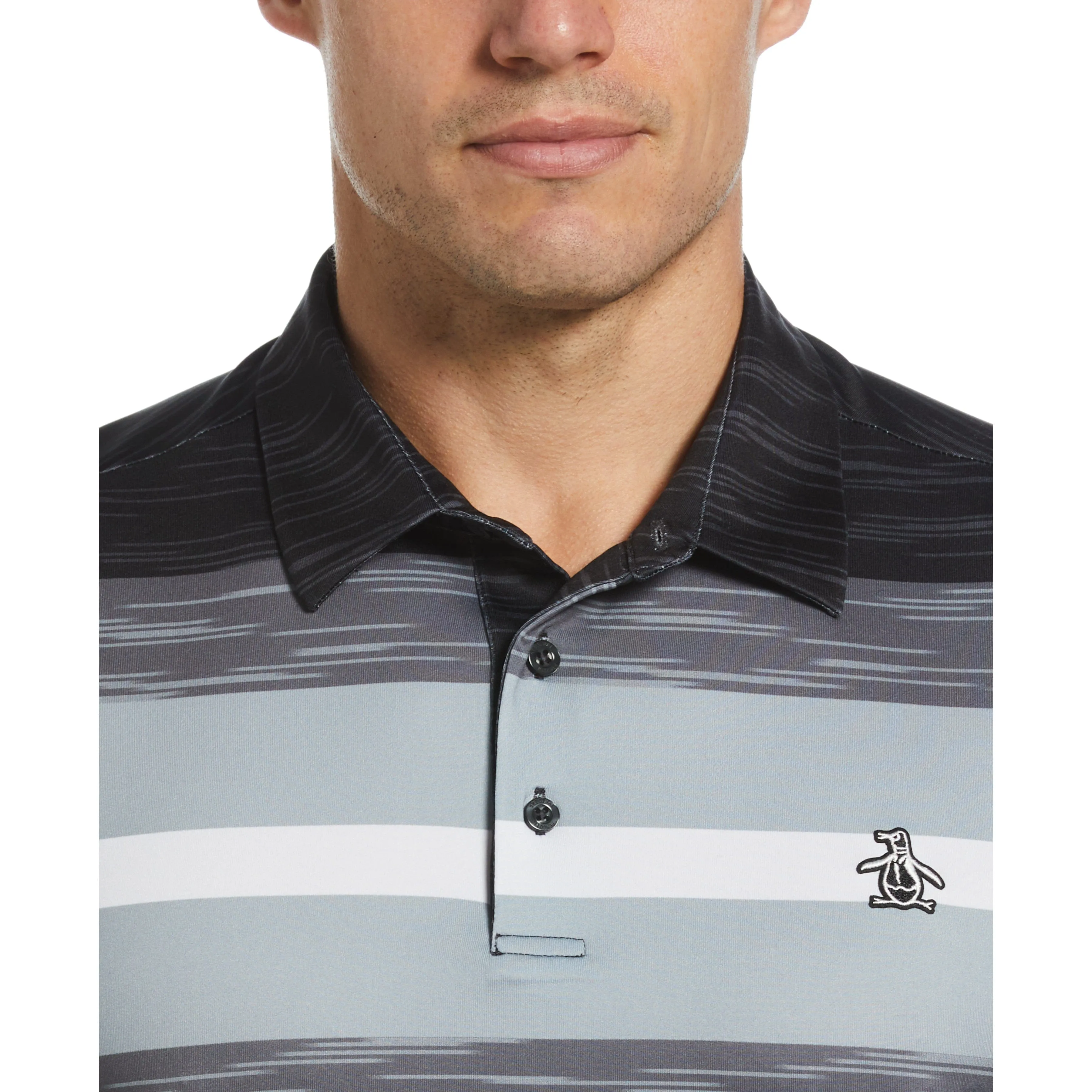 Color Block Engineered Marl Stripe Golf Polo