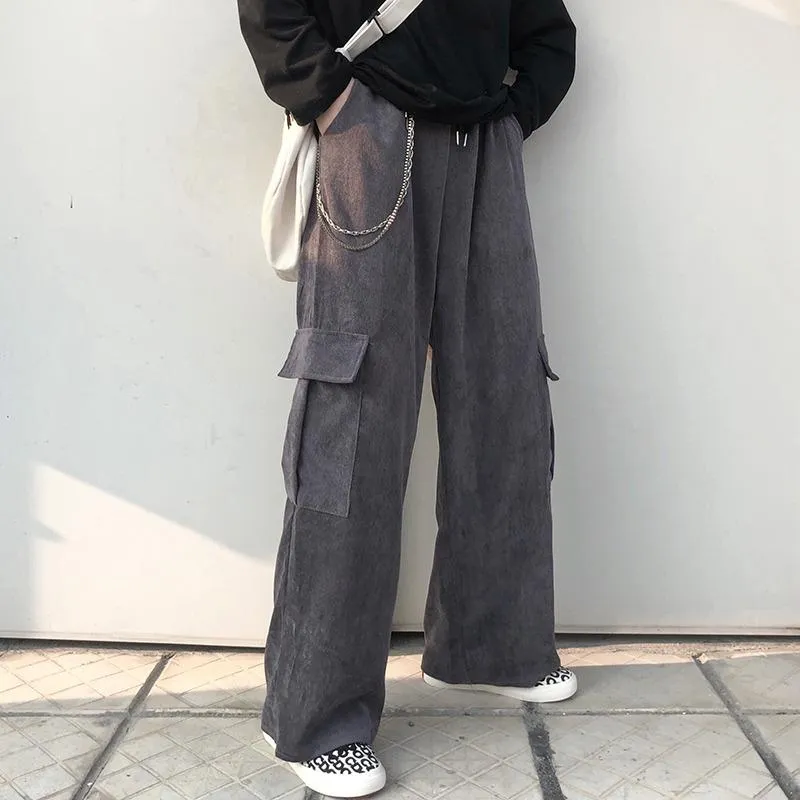 Corduroy Internet Girl Oversize Pants With Pockets