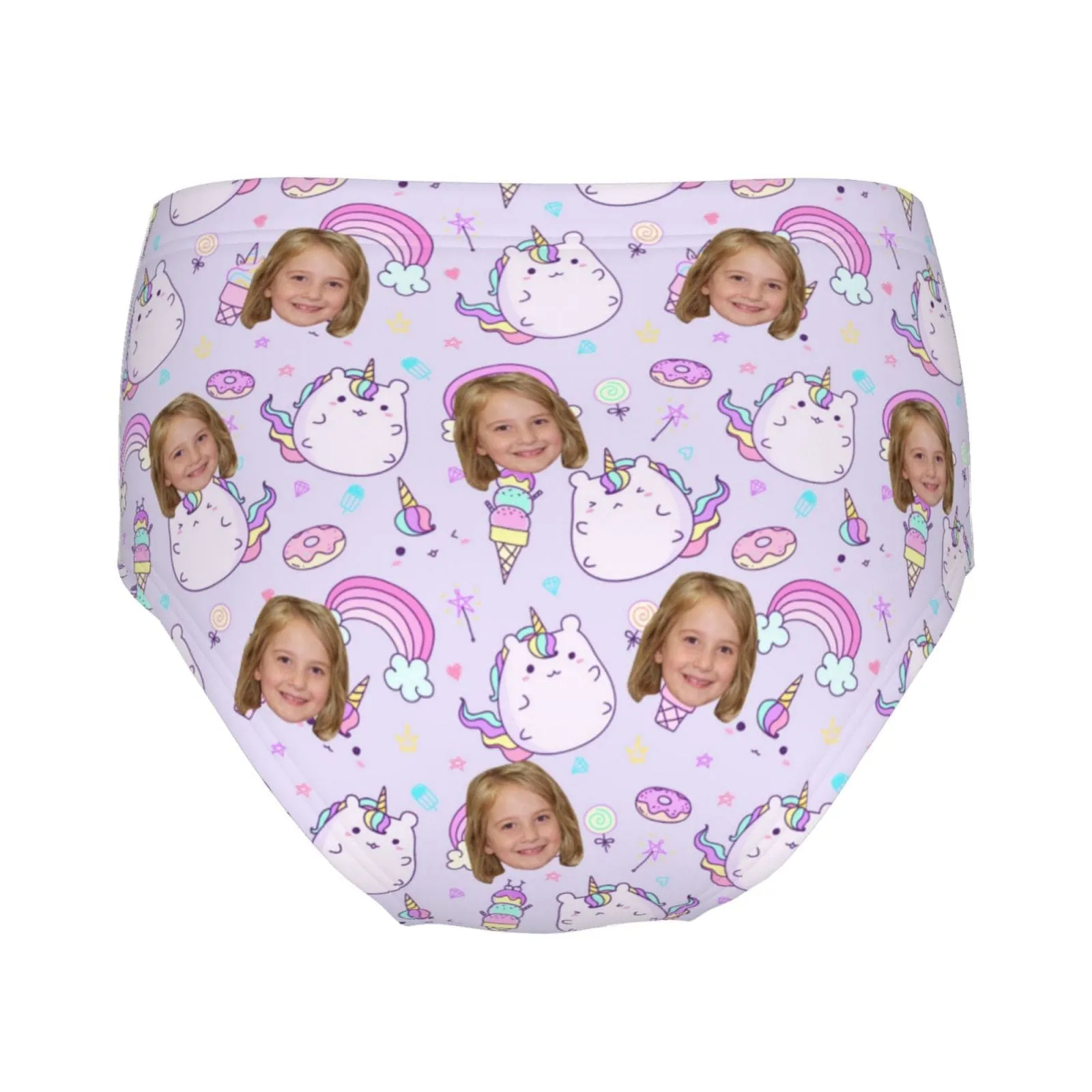 Custom Face Cute Monster Purple Girl's Underwear Cotton Brief Panties