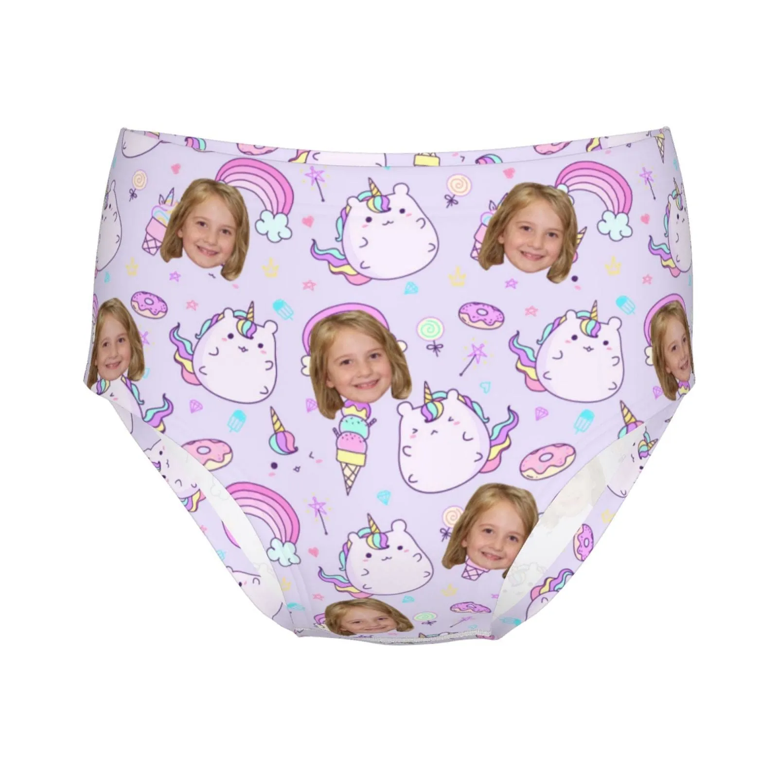 Custom Face Cute Monster Purple Girl's Underwear Cotton Brief Panties