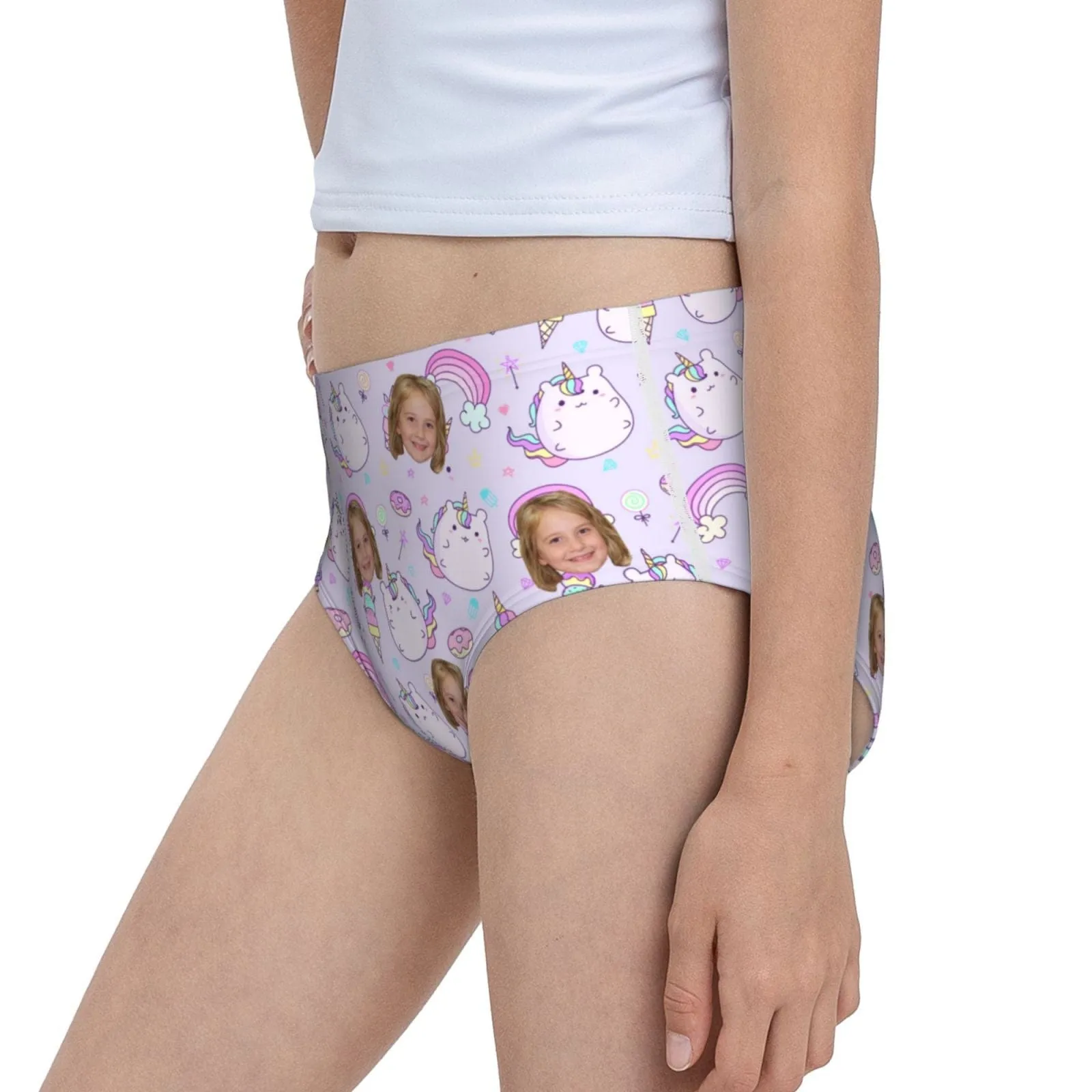 Custom Face Cute Monster Purple Girl's Underwear Cotton Brief Panties