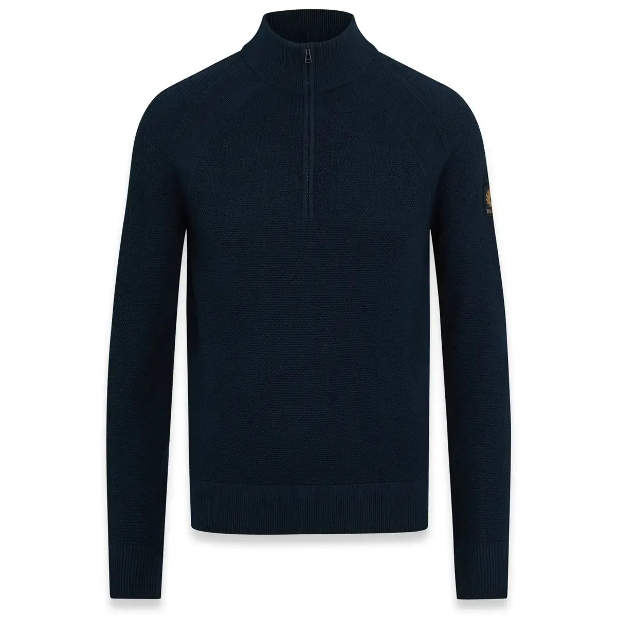 Dark Ink ‘Tide’ Cotton Silk Quarter Zip Jumper