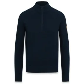 Dark Ink ‘Tide’ Cotton Silk Quarter Zip Jumper