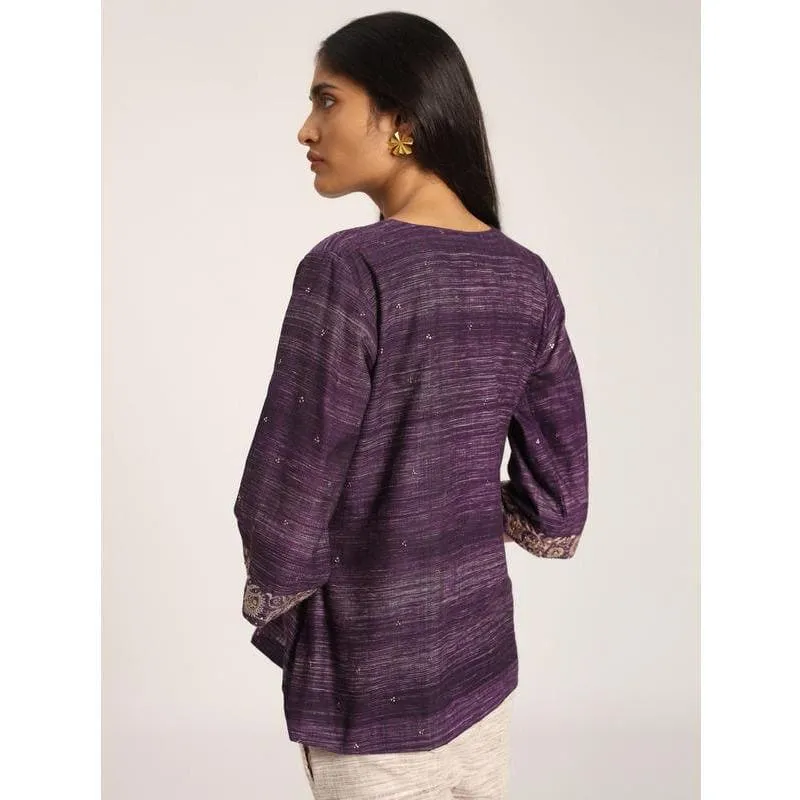 Dark Purple Shimmer Mukaish  Top