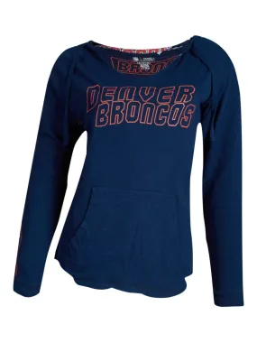 Denver Broncos Concepts Sport WOMEN'S Navy Slide LS Hooded T-Shirt