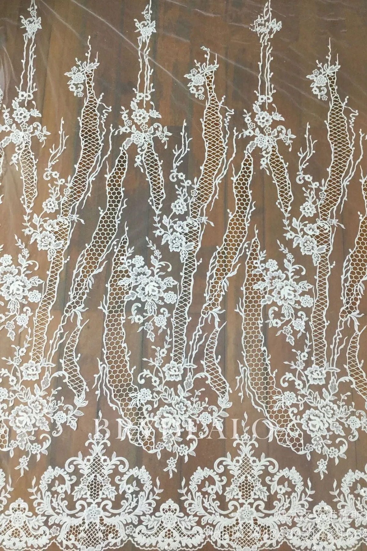 Designer Shimmery Embroidery Flower Lace Fabric