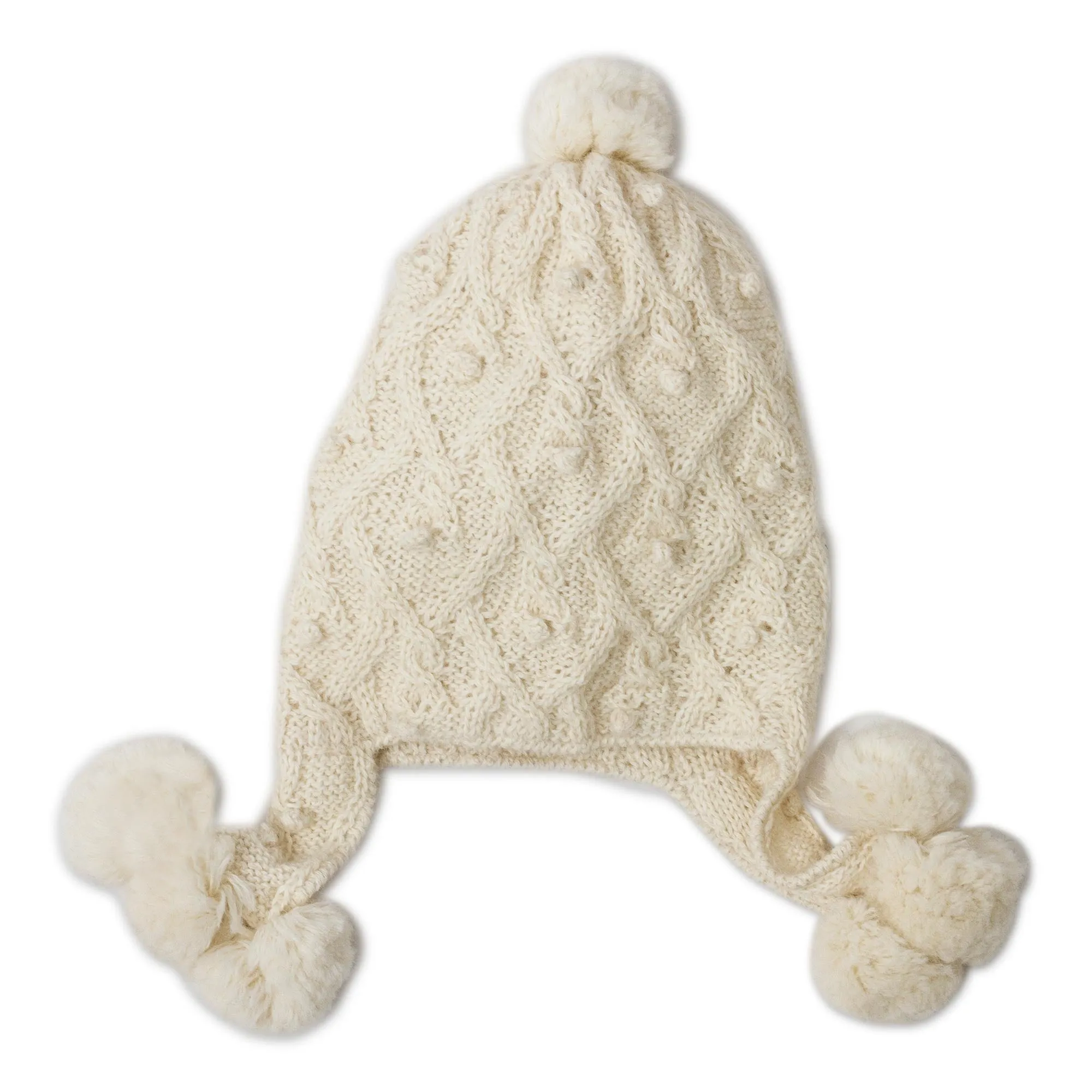 Diamond Pattern 100% Alpaca Knit Hat in Alabaster from Peru - Diamond Elegance in Alabaster | NOVICA