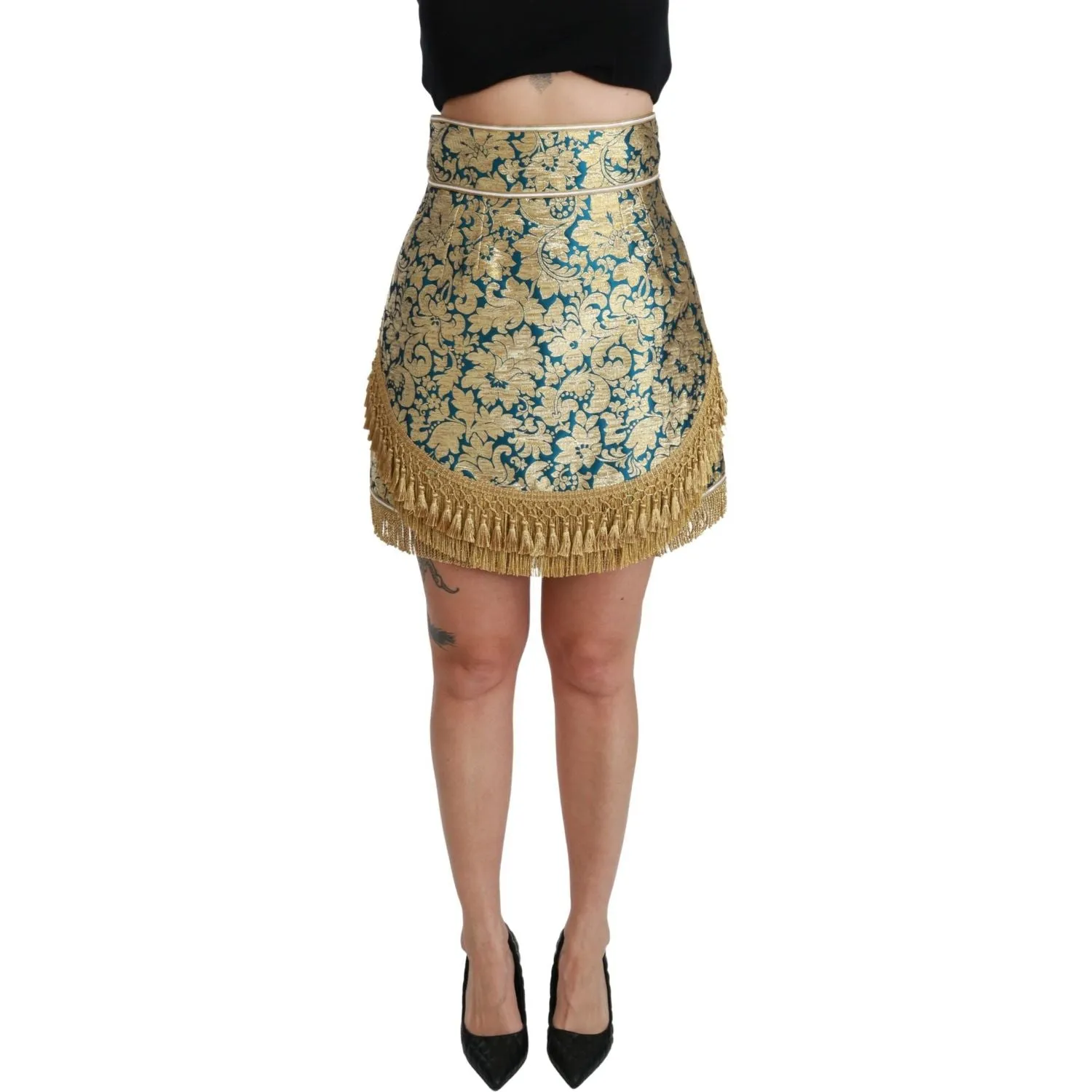 Dolce & Gabbana Elevate Your Wardrobe with Our Exquisite Gold Skirt